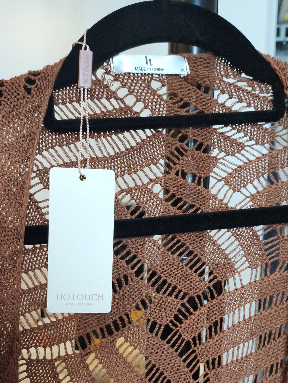 023 — NWT HOTOUCH Brown Crochet/Open-Knit Cardigan – XL